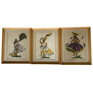 Vintage Ada Peacock Framed Prints Peru Paraguay Latin Set of 3 15" x 12" 8454